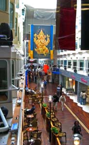 Inside, the ferry resembles a small city street