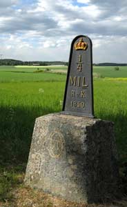 Quarter-mile post. One old Swedish mile equals about 10.7 km